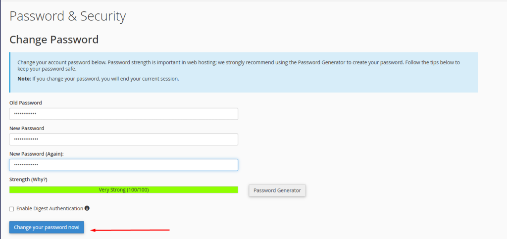 How to change the Cpanel password | | Gotmyhost