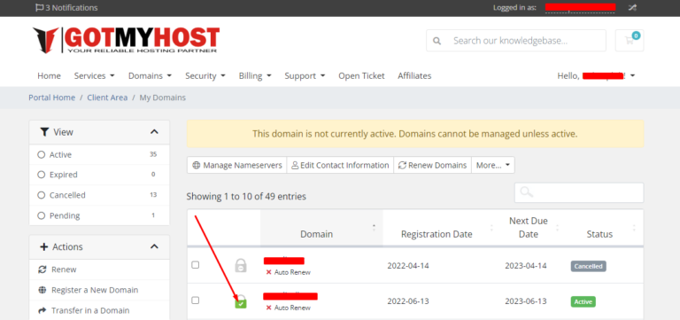 Enable & Disable Domain Auto-Renewal Service in the client area