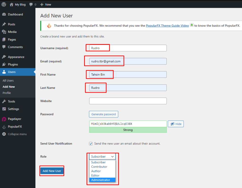 Manage WordPress User