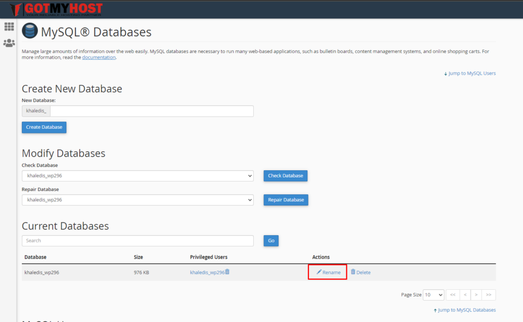 How to Manage MySQL Database from cPanel | | Gotmyhost