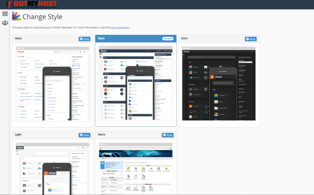 How to Change cPanel Style | | Gotmyhost