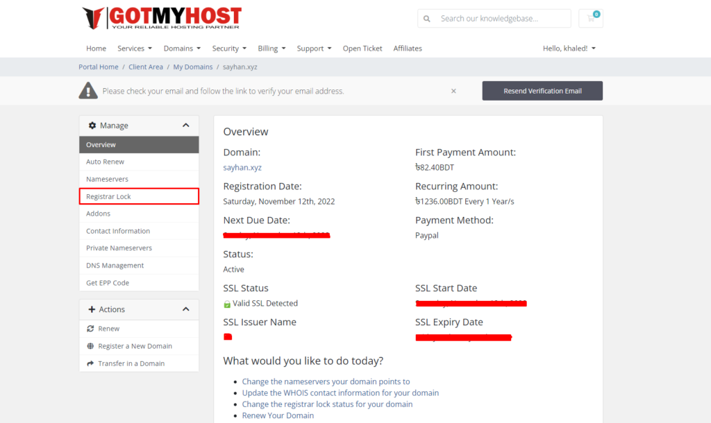 How to Enable & Disable Domain Registrar-Lock | | Gotmyhost