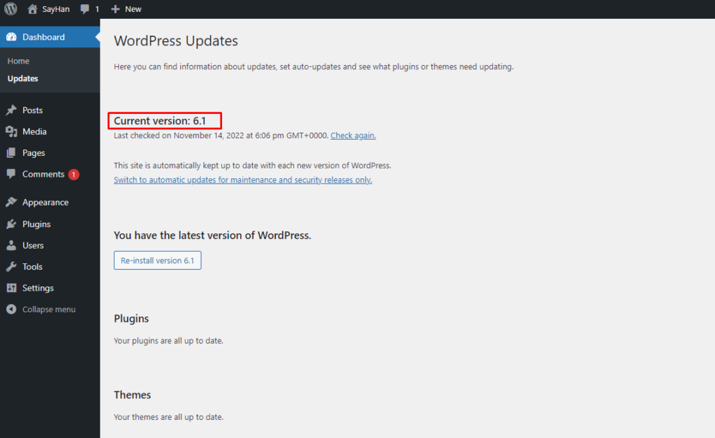 How to Check your WordPress Version | | Gotmyhost