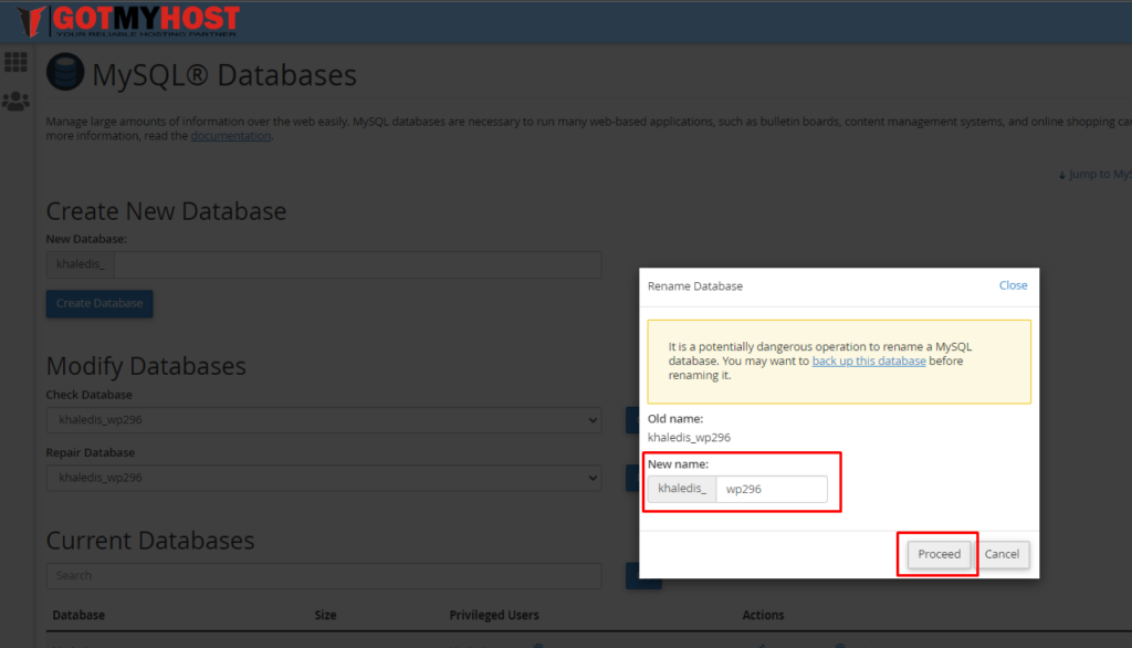 How to Manage MySQL Database from cPanel | | Gotmyhost