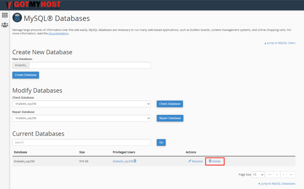 How to Manage MySQL Database from cPanel | | Gotmyhost