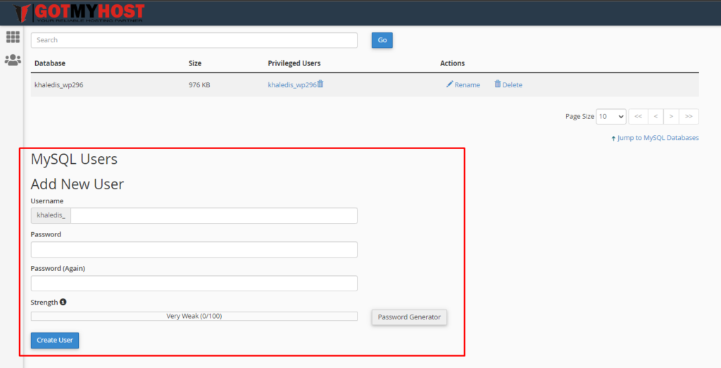 How to Manage MySQL Database from cPanel | | Gotmyhost