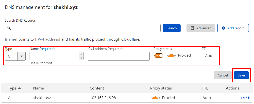 DNS record manage