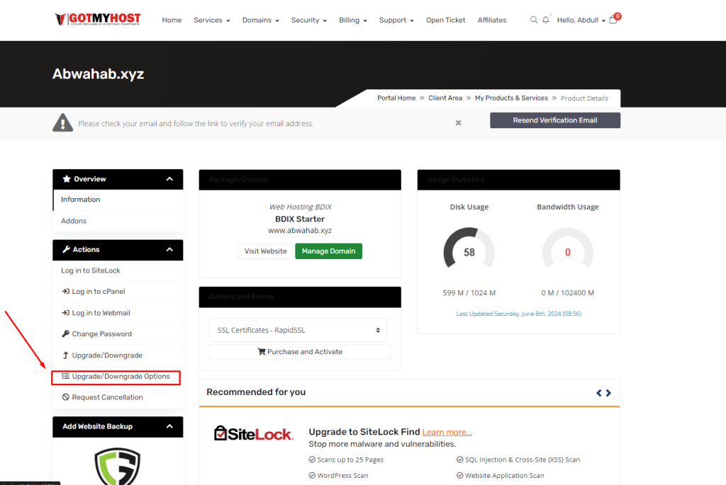 How to upgrade Hosting package | | Gotmyhost