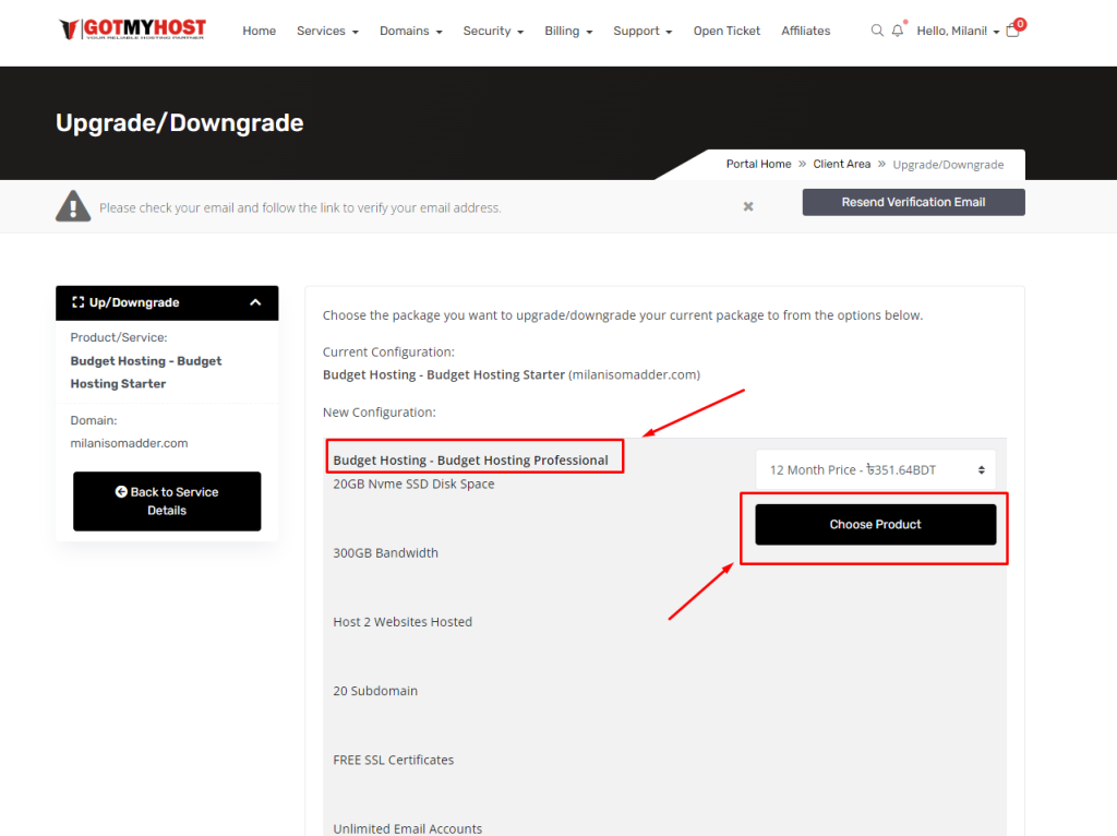 How to upgrade Hosting package | | Gotmyhost