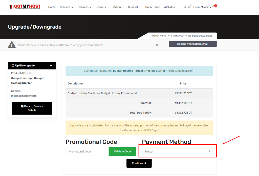 How to upgrade Hosting package | | Gotmyhost