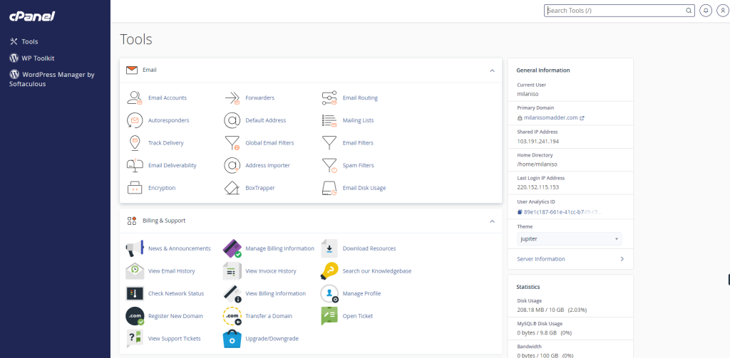 change the cpanel password