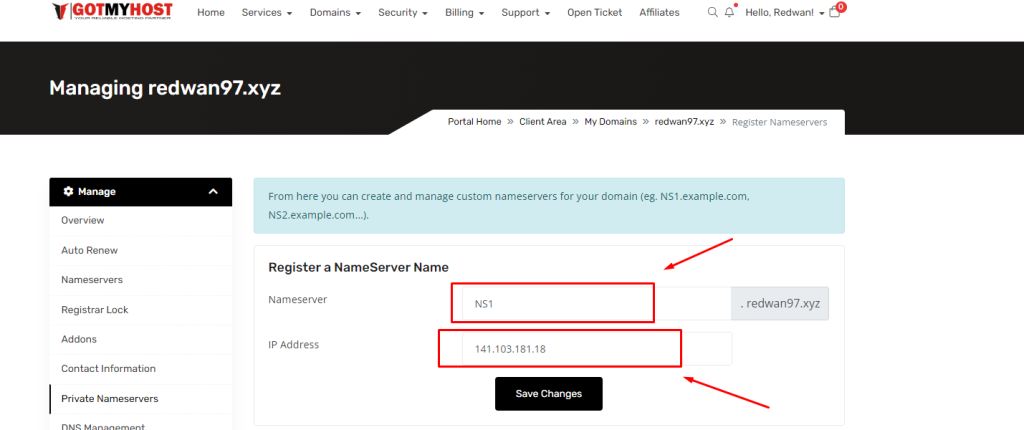 How to create & setup private Nameservers | | Gotmyhost