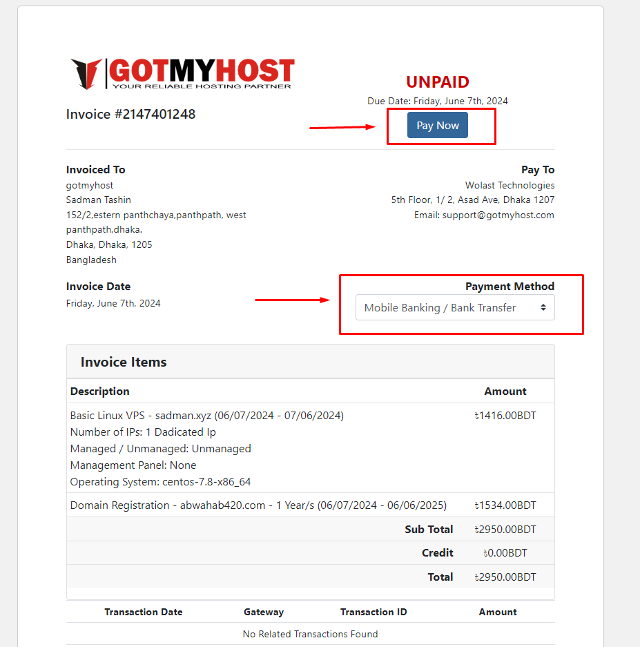 How to pay Due Invoice from Client Area Gotmyhost | | Gotmyhost