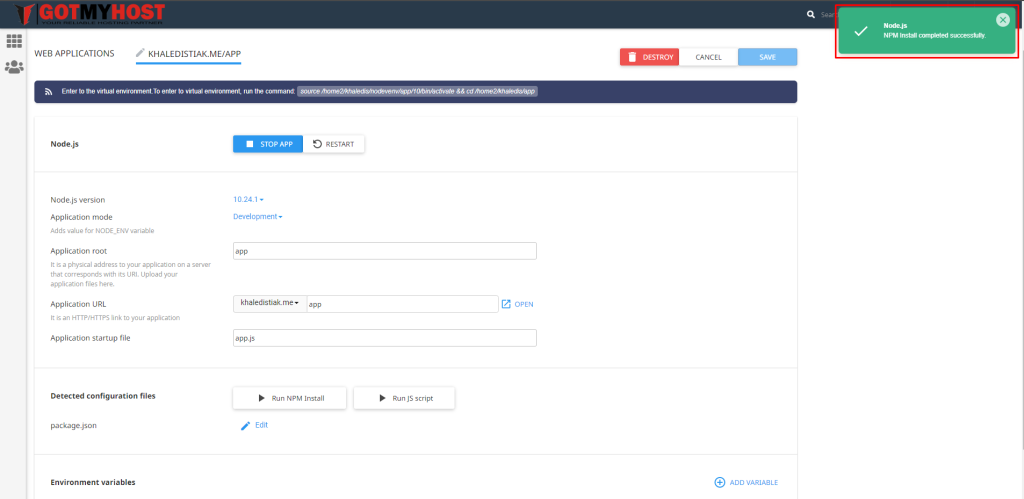 How to Install Node.js App in cPanel | | Gotmyhost