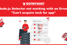 NodeJS Selector not Working with an Error "Can't acquire lock for app" | | Gotmyhost